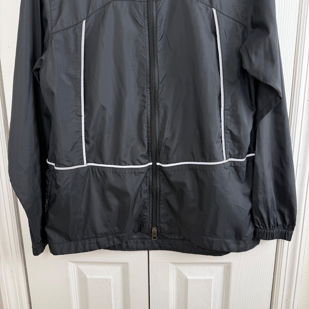 Nike Running Windbreaker Jacket Black White Piping Ripstop Mens Small S 4-6 - Picture 2 of 11
